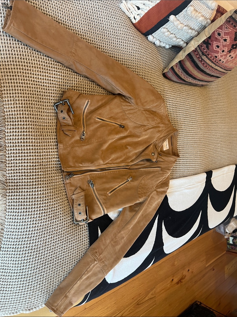 We The Free Tan Faux-Leather Jacket small